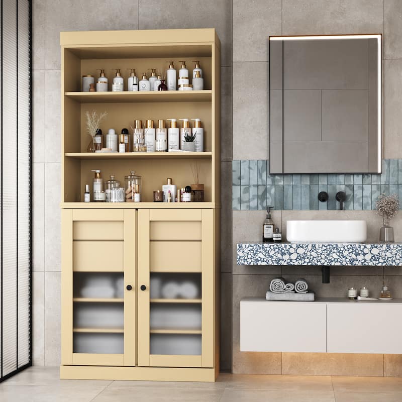 100% Solid Wood 32" Bathroom Cabinet with Optional Doors, 2-Drawers by Palace Imports