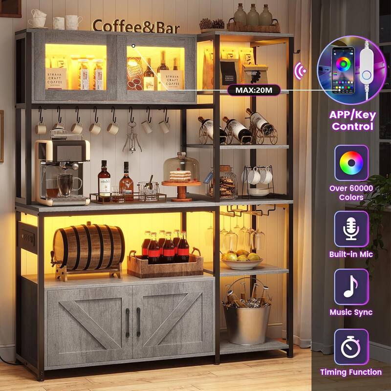 Bakers Rack for Kitchen with Storage Coffee Bar Cabinet