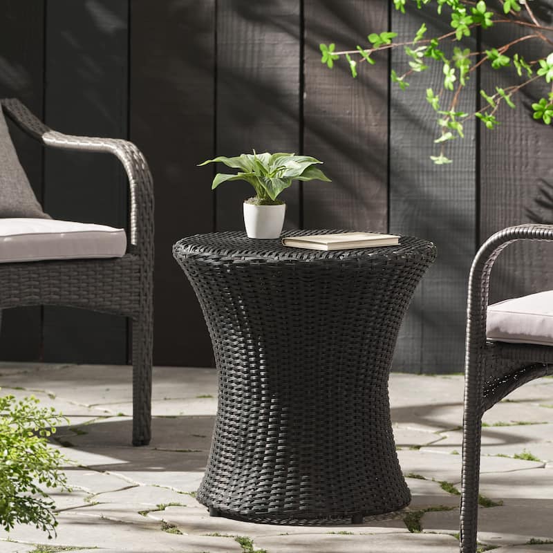 Adriana Outdoor Boho Wicker Accent Table by Christopher Knight Home - Black