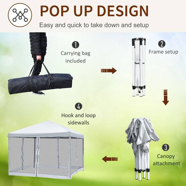 Outsunny 10' x 10' Heavy Duty Pop Up Canopy with Removable Mesh