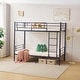preview thumbnail 19 of 28, Twin Over Twin Bunk Bed For Kids Teens Adults, Heavy Duty Metal Bunk Bed With Ladder
