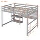 preview thumbnail 13 of 11, Full Size Wooden Loft Bed with Shelves, Desk and Writing Board, Grey