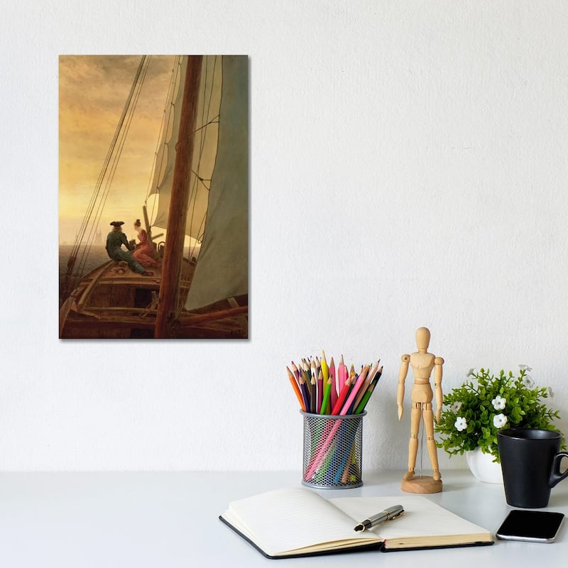 iCanvas "On Board A Sailing Ship, 1819" by Caspar David Friedrich Canvas Print - 12x8x0.75