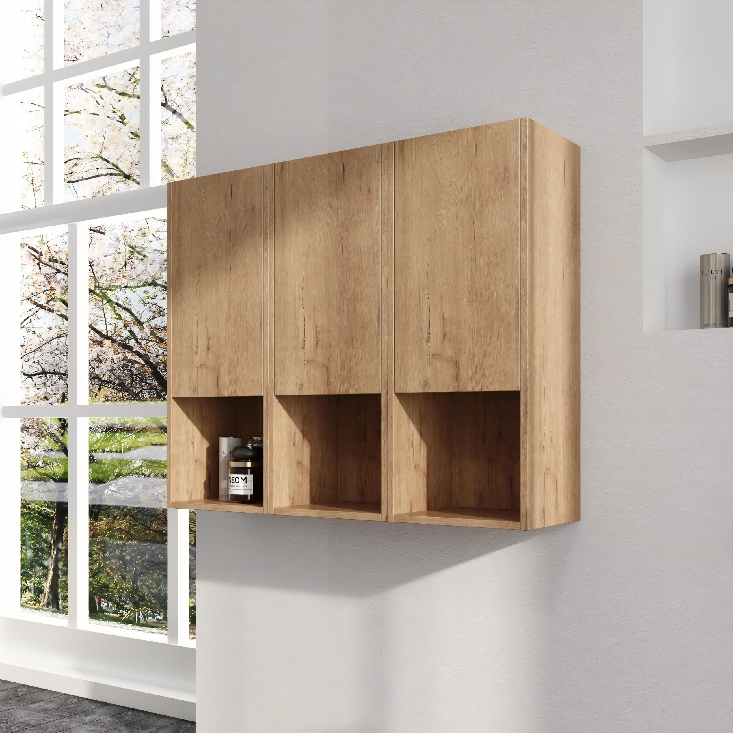 Malwee 12"/24"/36" Wall Cabinet, Wall Mounted Home Storage Cabinet, Bathroom Medicine Cabinet with Soft Close Door and Shelf