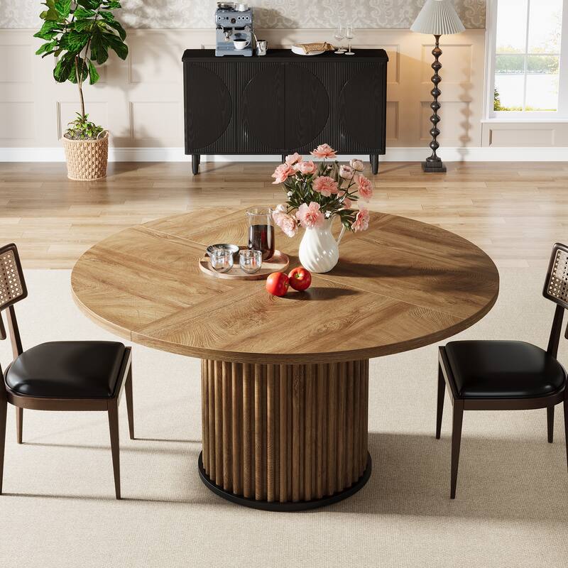 47-inches Round Dining Table for 4-6, Modern Kitchen Table with Heavy Duty Base - 47.24" W x 47.24" D x 29.92" H