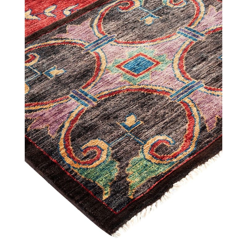 Overton Handknotted Wool Vintage Inspired Contemporary Eclectic Brown Area Rug - 17' 7" x 12' 3"