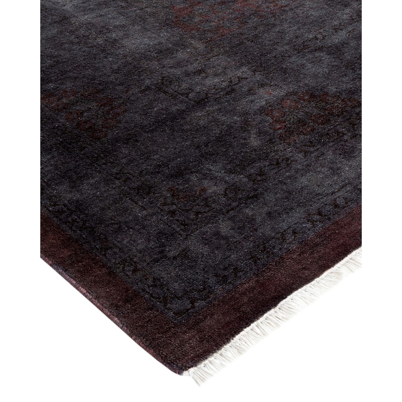 Overton Hand Knotted Wool Vintage Inspired Modern Contemporary Overdyed Brown Area Rug - 8' 2" x 10' 7"