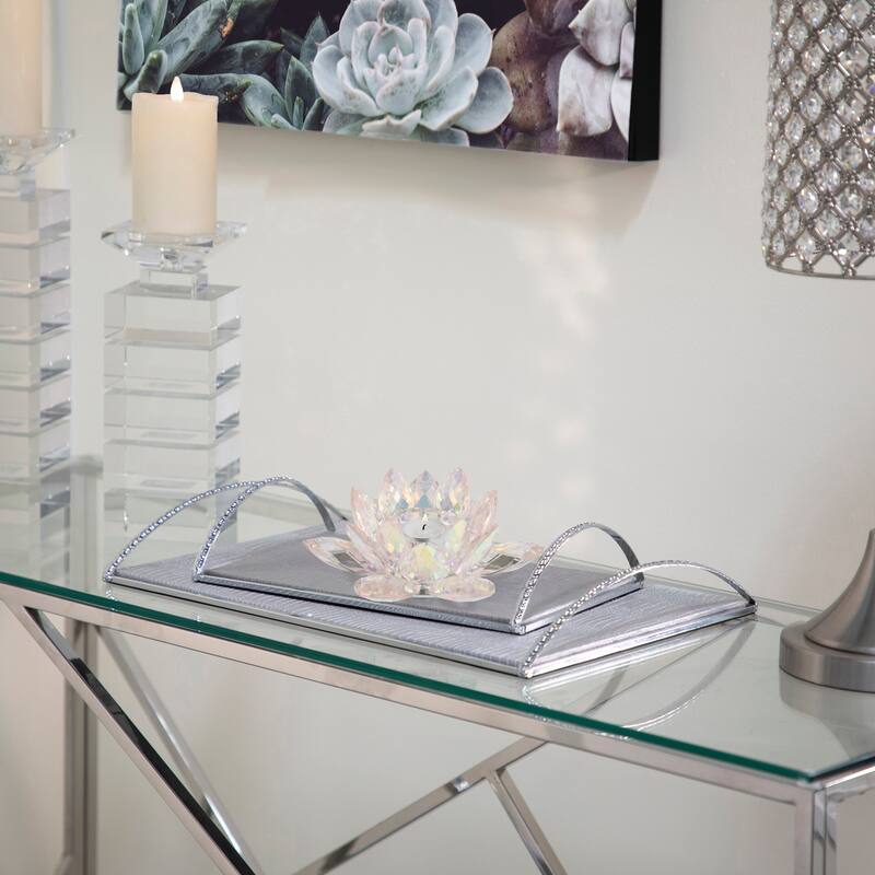 Iridescent Glass Crystal Lotus Votive Candle Holder