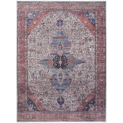 Nobeb Power Loomed Distressed Non Skid Area Rug By HomeRoots - 8' x 10'