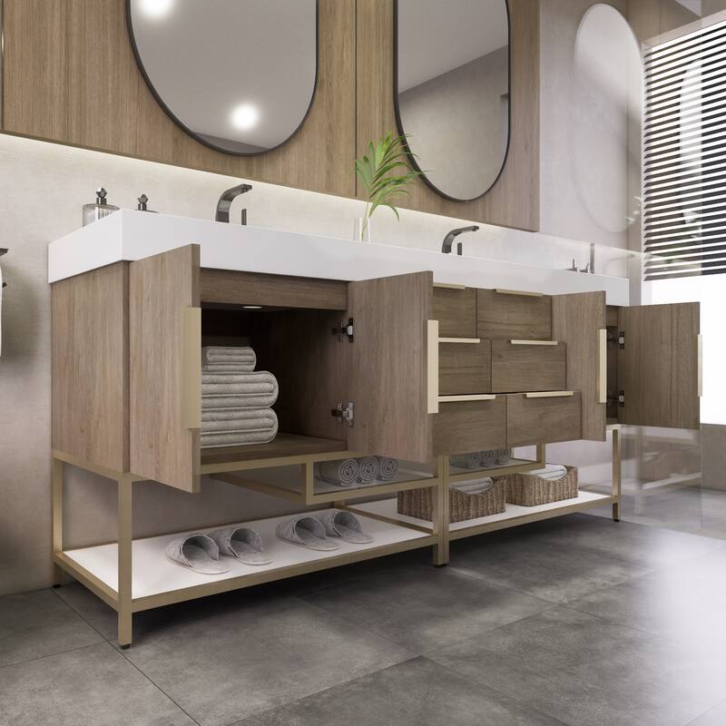 Noble 72" Freestanding Vanity with Reinforced Acrylic Double Sink - 72" Width