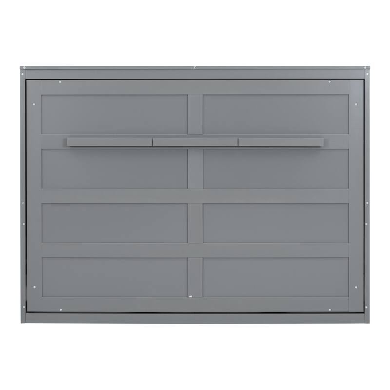 Queen Size Murphy Bed Cabinet with Dual-Piston Lift, Space-Saving Foldable Wall Bed Frame w/Slatted Base Guest Room Home Office
