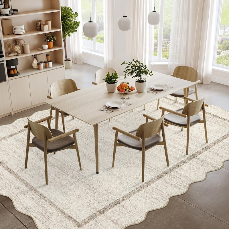 Garvee Scallop Solid Washable Area Rug