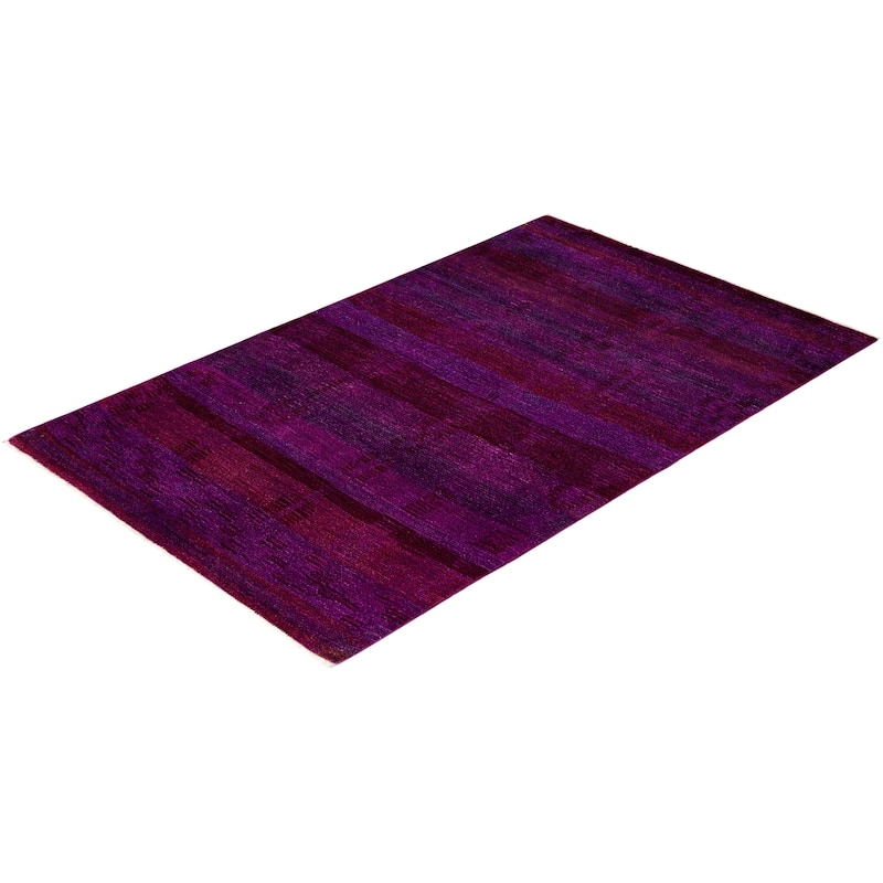 Overdyed One-of-a-Kind Hand-Knotted Area Rug - Purple - 4' 1" x 6' 6"
