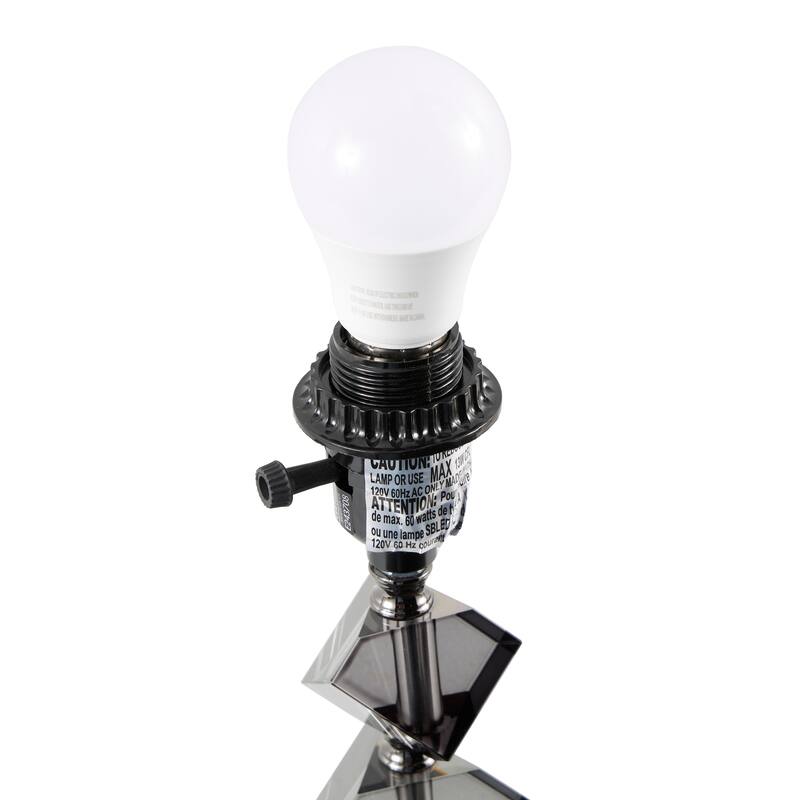 Black Crystal Geometric Diamond Inspired Room Table Lamp with Black Crystal Base