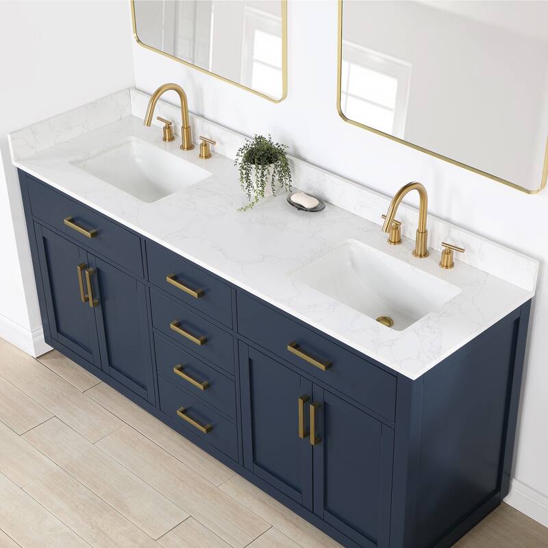 Altair Gavino Bath Vanity with Grain White Composite Stone Top and Mirror