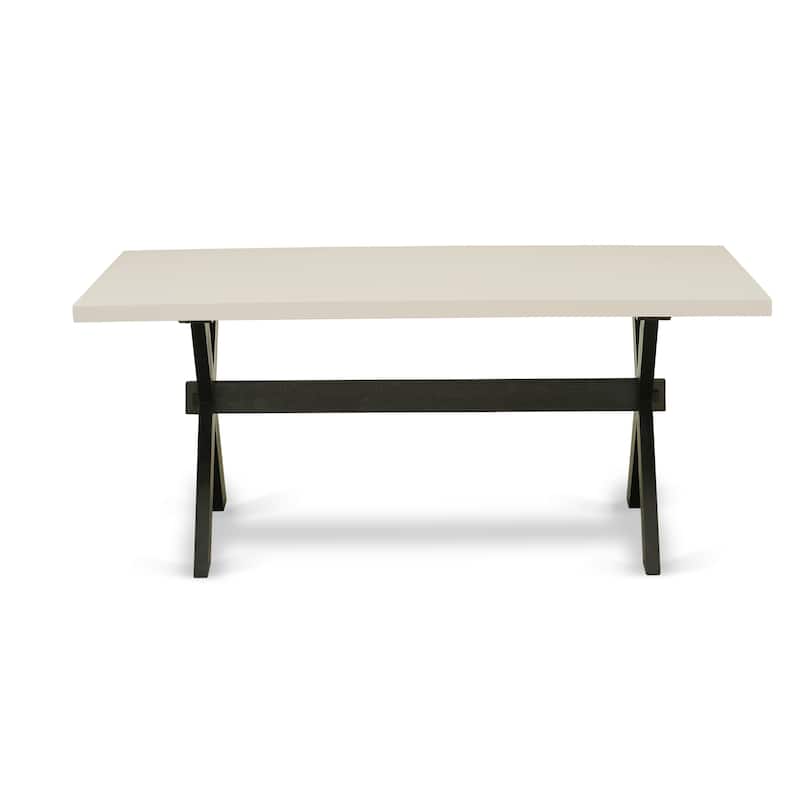 East West Furniture modern dining set - a kitchen table & Stackable chairs - Wire-brushed Black (Pieces & Seat Options) - X627X2630-5