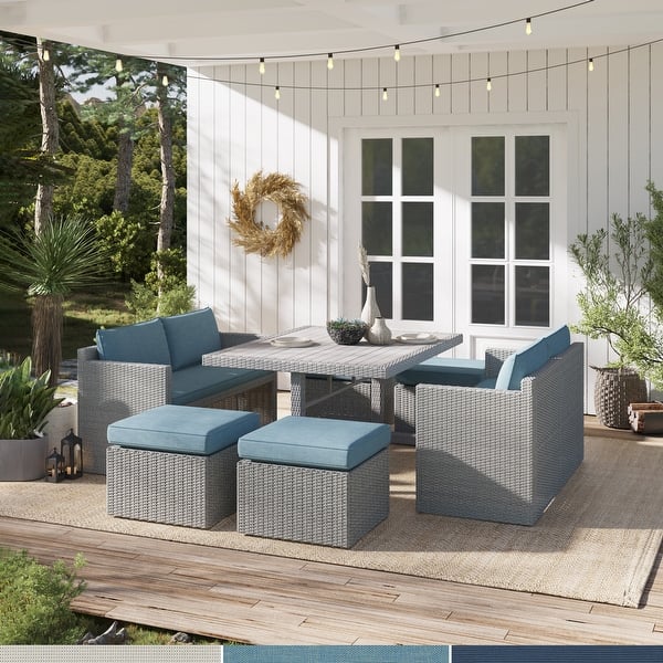 slide 1 of 28, Corvus Martinka 7-piece Wicker Patio Dining Set