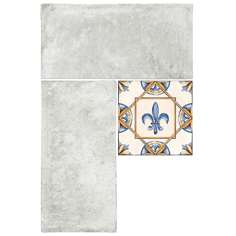 Merola Tile Toscana Spirale Pienza with Giotto Deco 15-7/8" x 23-3/4" Porcelain Floor and Wall Tile - Case (39 Tiles)