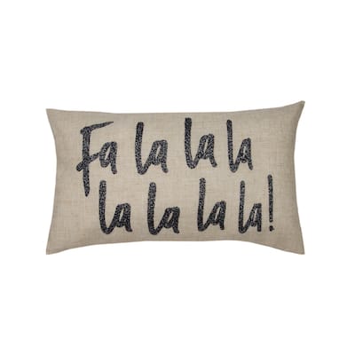 Fa LaLaLaLa Embroidered Pillow, 12 by 20-Inch