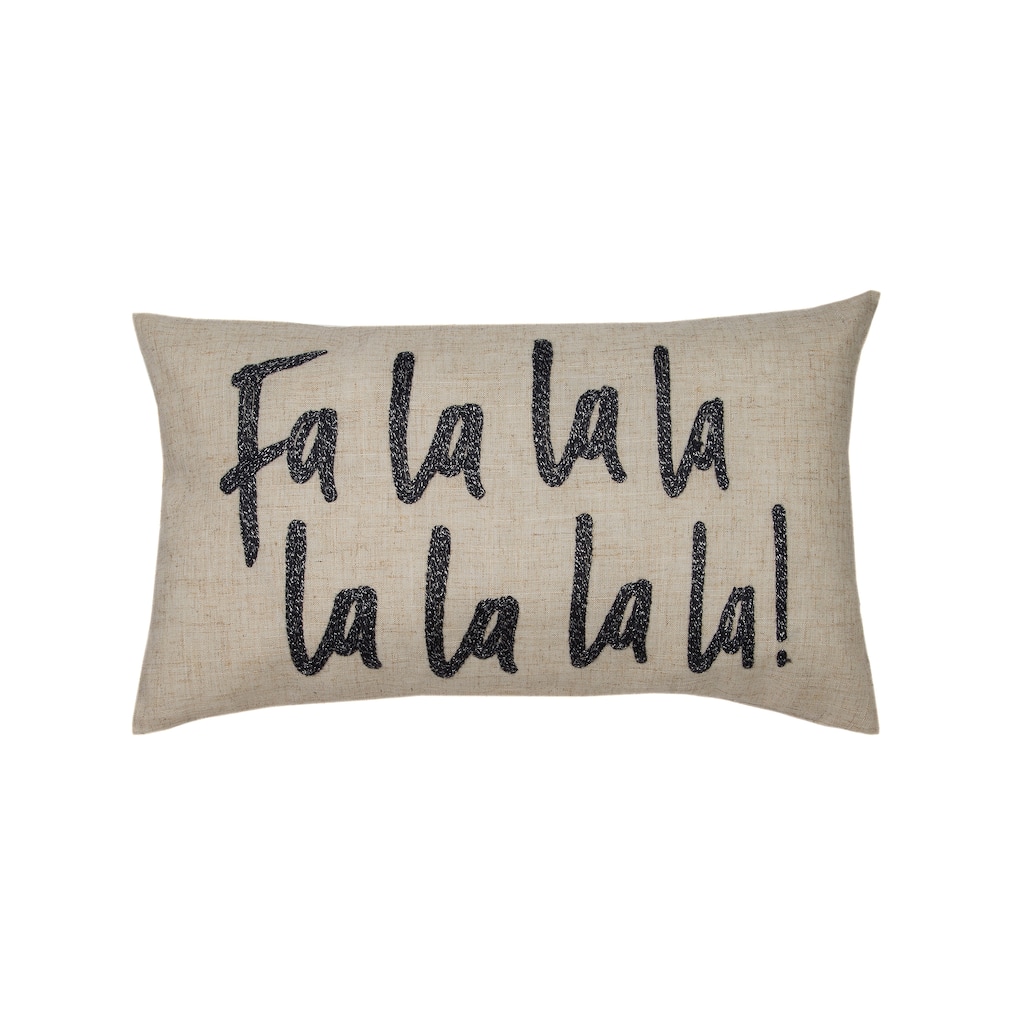 Fa LaLaLaLa Embroidered Pillow, 12 by 20-Inch