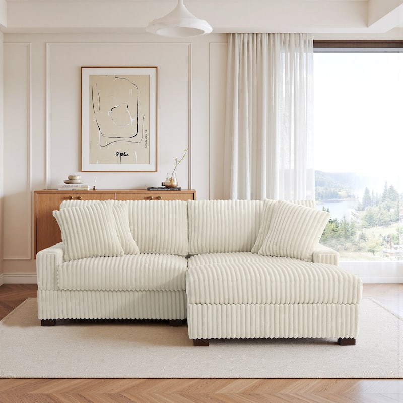 Modular Armchair and Ottoman Set with Adjustable Headrest, Flannel Upholstery