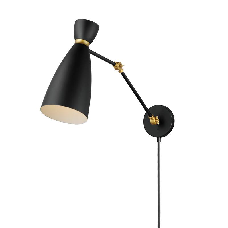Maxim 11300 Carillon 15" Tall Plug-In Wall Sconce - Black / Satin Brass