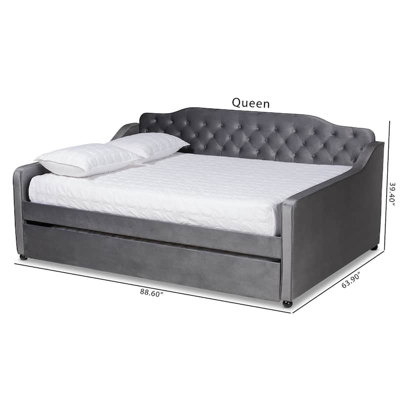 Silver Orchid Titus Contemporary Tufted Velvet Daybed with Trundle