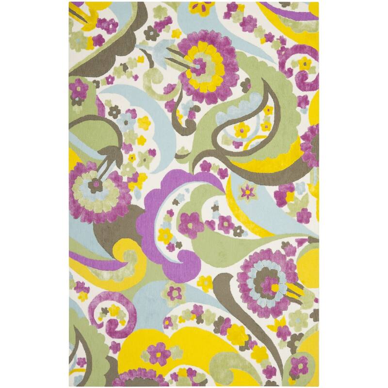 SAFAVIEH Handmade Wilton Mechelle Country Floral Wool Rug - 8' x 10' - Green/Fuchsia