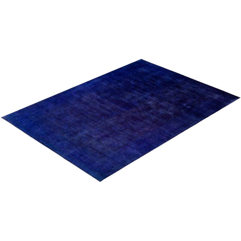 Overton Hand Knotted Wool Vintage Inspired Modern Contemporary Overdyed Purple Area Rug - 12' 4" x 17' 0"