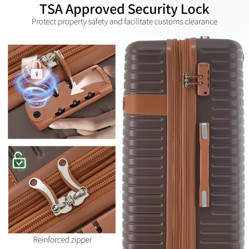 4 Piece Hard Shell Carry on Lightweight Expandable Travel Luggage with 4 Packing Cubes, TSA Lock and Spinner Wheels