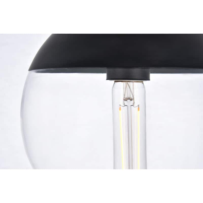 Elian 1-Light Plug in Pendant with Frosted White Shade - Black - 10" Diameter