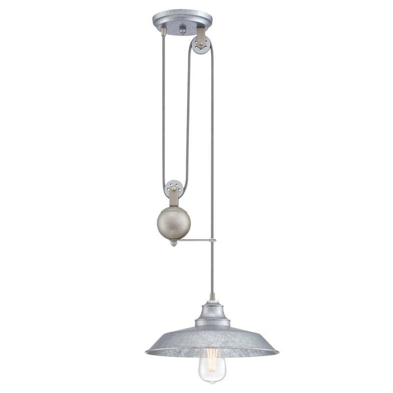 Westinghouse Lighting Iron Hill One-Light Galvanized Steel Indoor Pulley Pendant