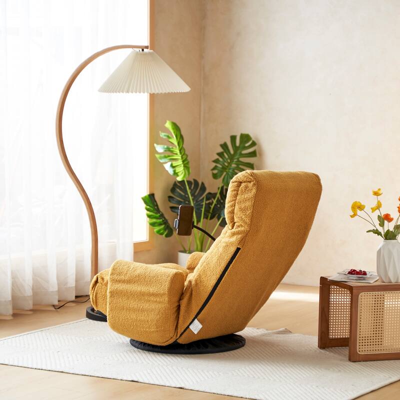 Adjustable Lounge Sofa Chair with 360° Rotating Base and Built-In Phone Holder