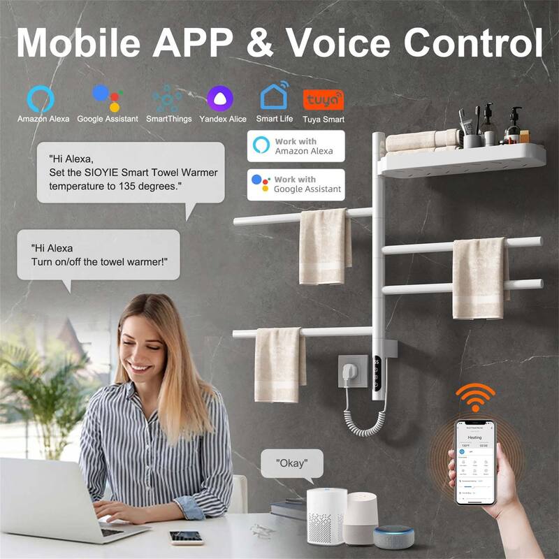Smart Rotating Heated Towel Rack for Bathroom,Towel Warmer