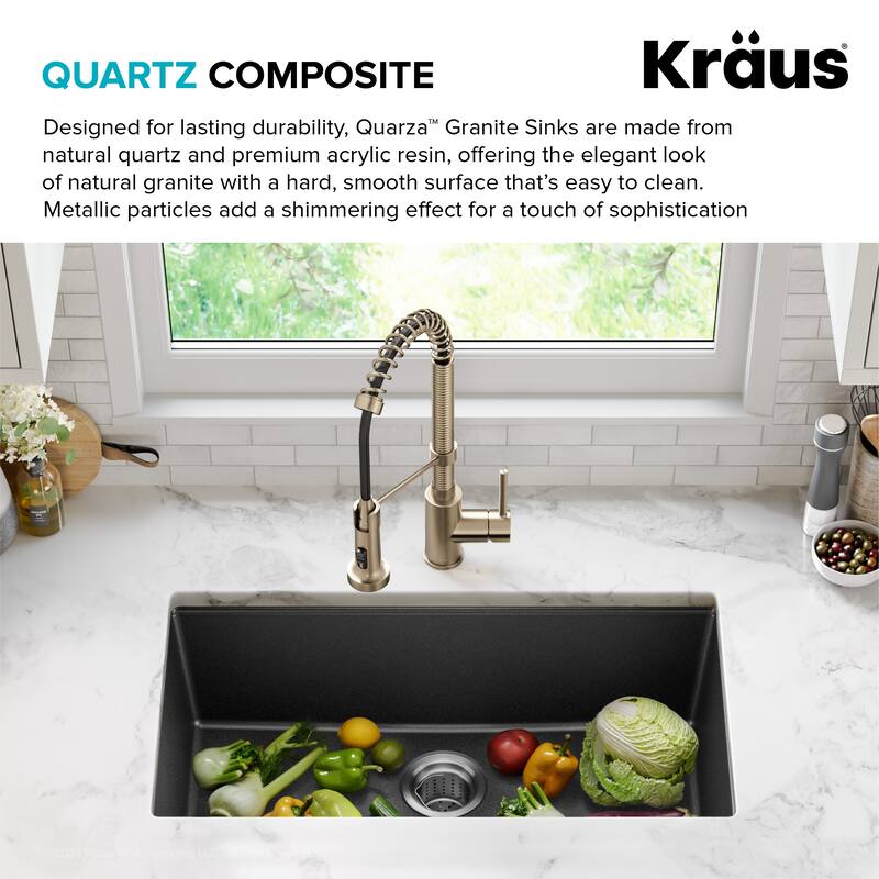 KRAUS Granite Black Onyx 31 inch 1-Bowl Undermount Kitchen Sink