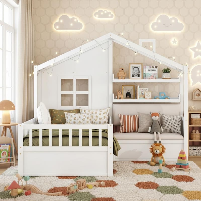 Twin House Bed with Cozy Sofa by Harper&Bright Designs