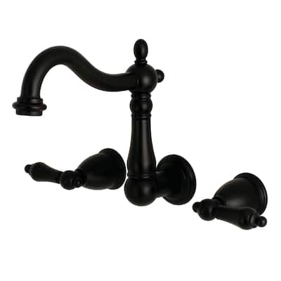 Heritage Two-Handle 3-Hole Wall Mount Bathroom Faucet
