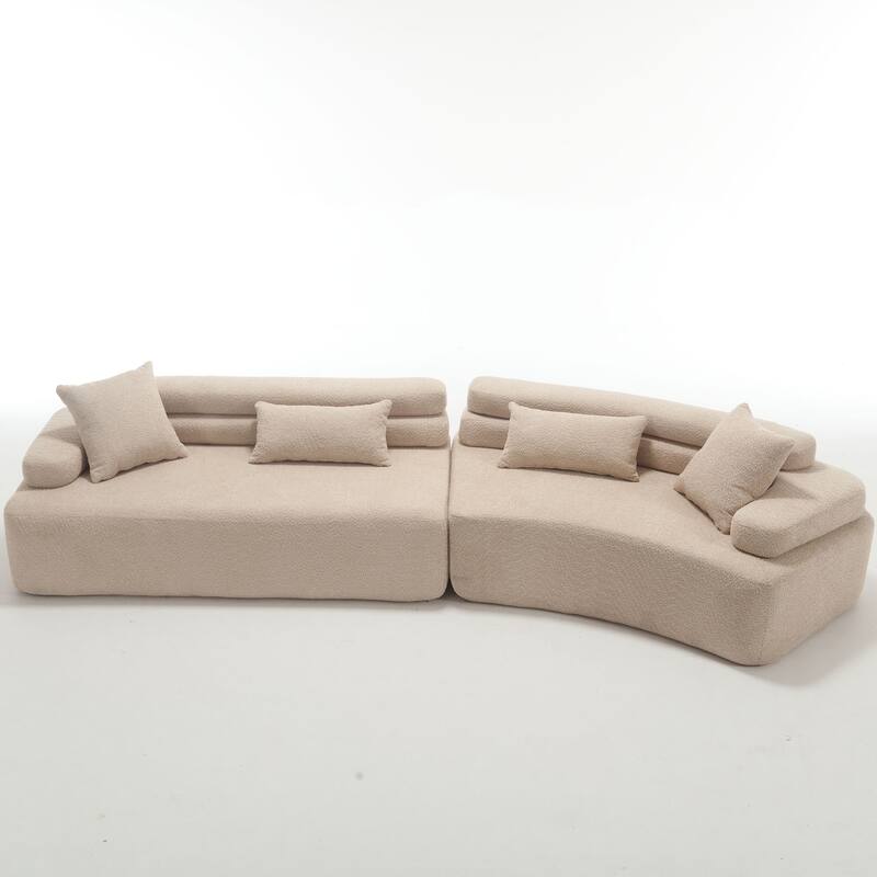 139" Boucle Curved Modular Sectional Sofa, No Assembly