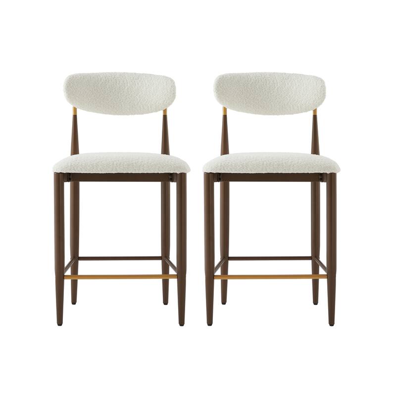 Christopher Knight Home - Livia Armless Bar Stool Set of 2 - Modern Fabric Upholstery with Sleek Black and Gold Metal Frame