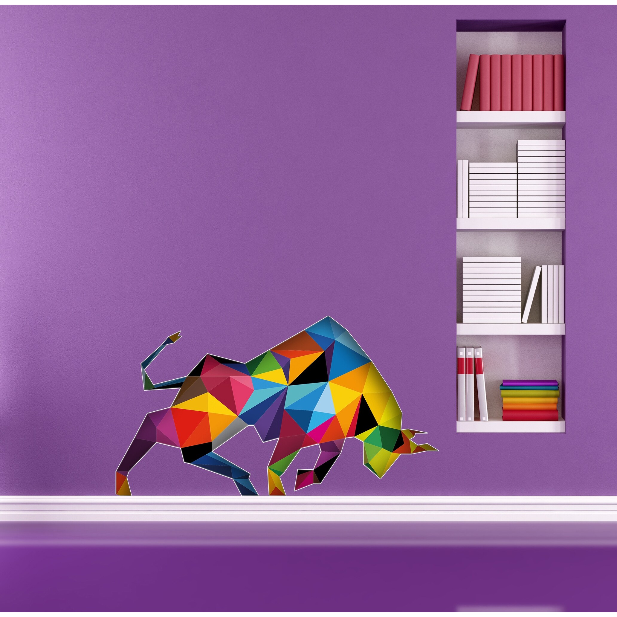 Polygonal Bull Wall Decal, Polygonal Bull Wall sticker,-image