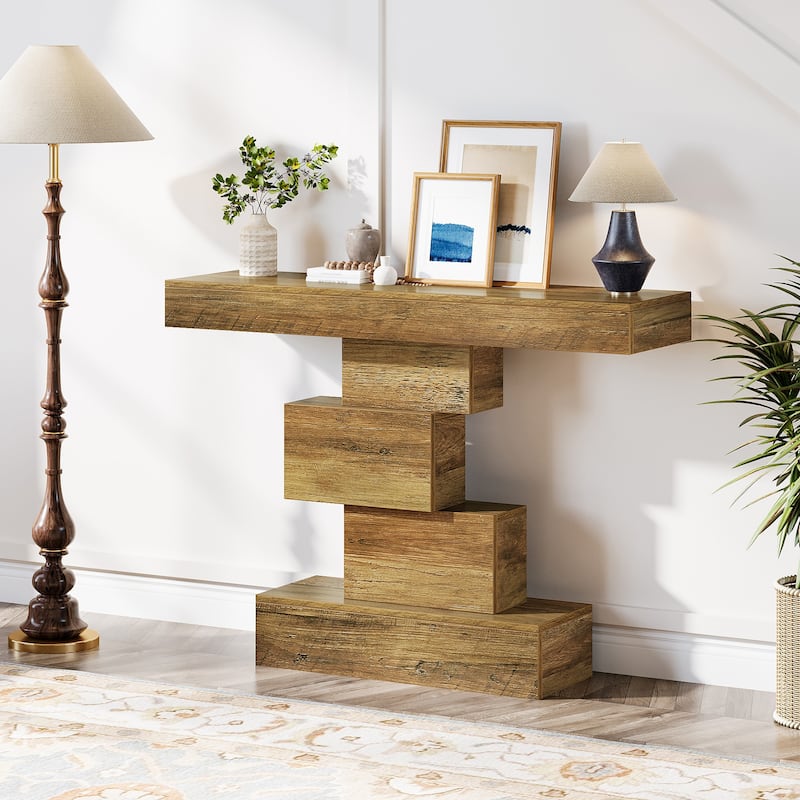 42 Inches Industrial Wood Console Table for Living Room Entryway - 11.8"D x 42.5"W x 31.5"H