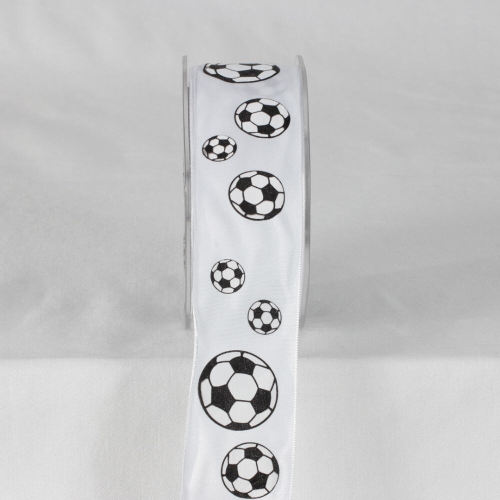 Shop Black And White Football Printed Wired Craft Ribbon 1 5 X 27