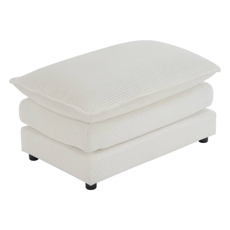 112.6" Corduroy Modular Sectional Sofa with 3 Movable Ottomans, Side Storage Pockets, and Two-Layer Foam Cushions