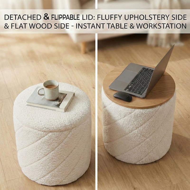 Diagonal Tufted Foldable Storage Ottoman with Reversible Lid