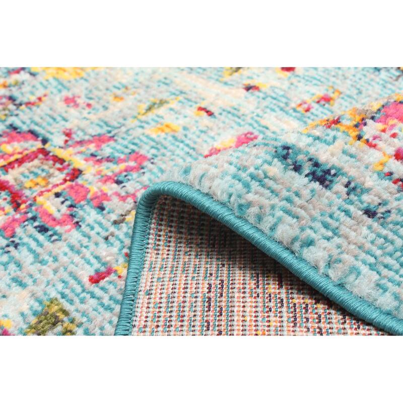 ECARPETGALLERY Machine Made Jasmine Blue Area Rug