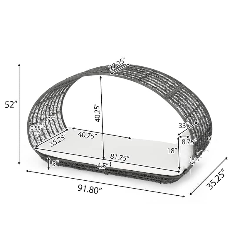 Boca Grande Outdoor Daybed by Christopher Knight Home - 91.25"L x 35.75"W x 53.25"H