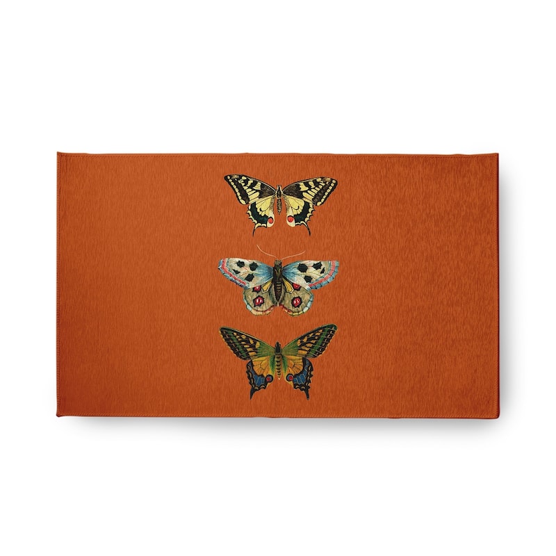 Butterflies Novelty Chenille Area Rug - Perfect Orange - 18" x 30"