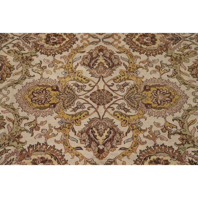 All-Over Floral Agra Indian Area Rug Hand-Knotted Wool Carpet - 9'1"x 12'2"