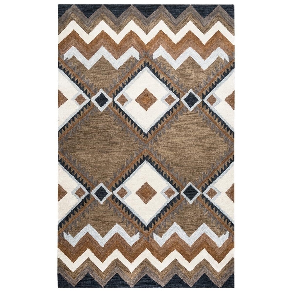 Alora Decor Pueblo Multi-colored Diamond Hand-tufted Wool Rug