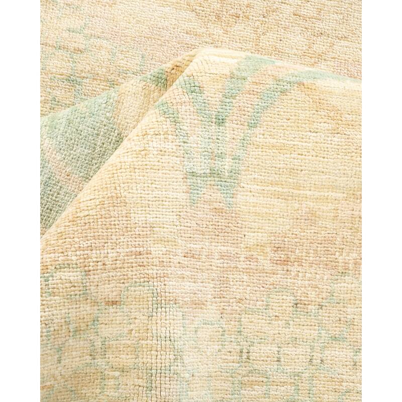 Overton Hand Knotted Wool Vintage Inspired Modern Contemporary Arts & Crafts Ivory Runner Rug